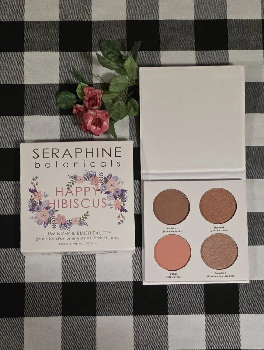 Seraphine Botanicals Happy Hibiscus Blush & Luminizer Palette — Peachy Pink